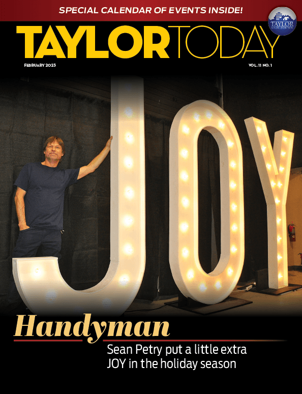 Cover of the February 2023 Taylor Today Magazine – opens the digital magazine.