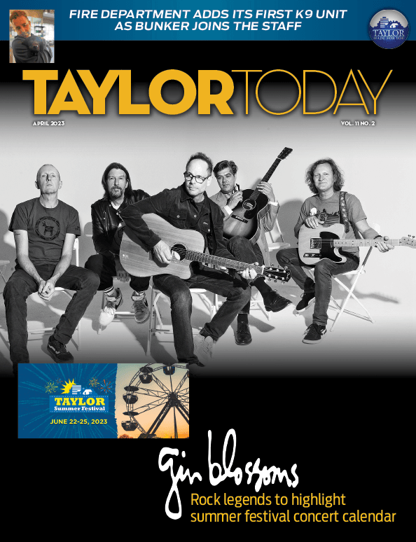 Cover of the April 2023 Taylor Today Magazine – opens the digital magazine.