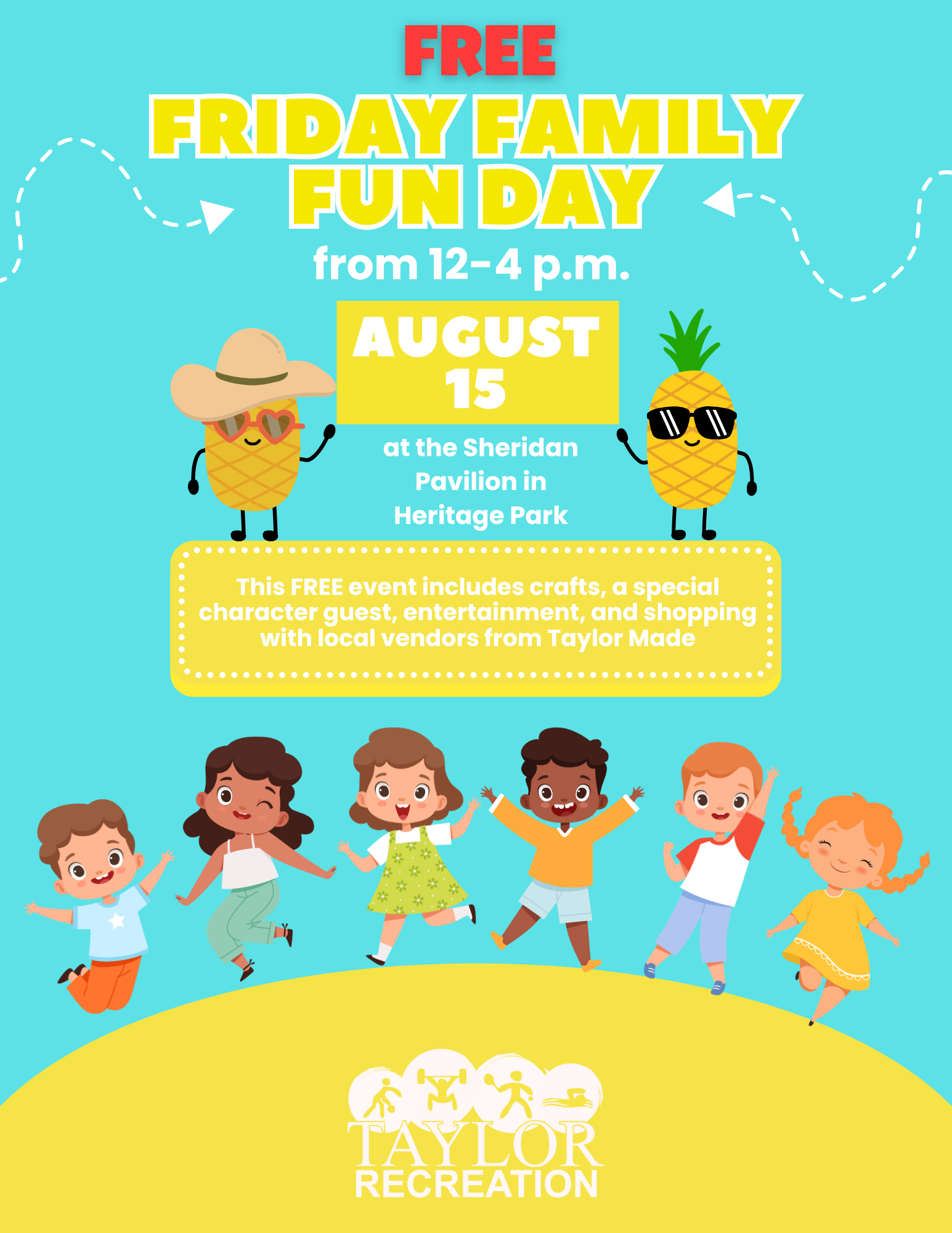August 2025 Friday Family Fun Day Flyer.