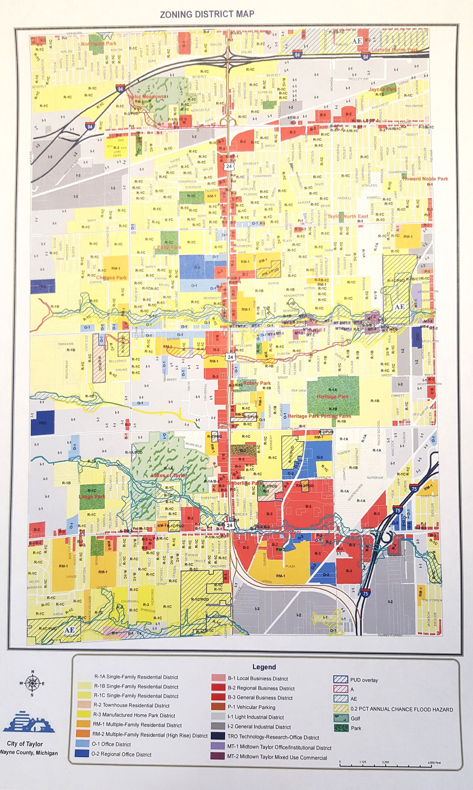 Zoning district map of the City of Taylor, Michigan