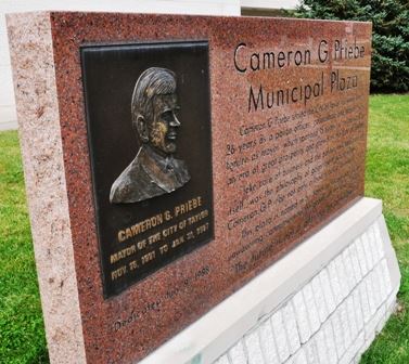 Cameron G. Priebe's memorial that adorns Taylor's Civil Plaza